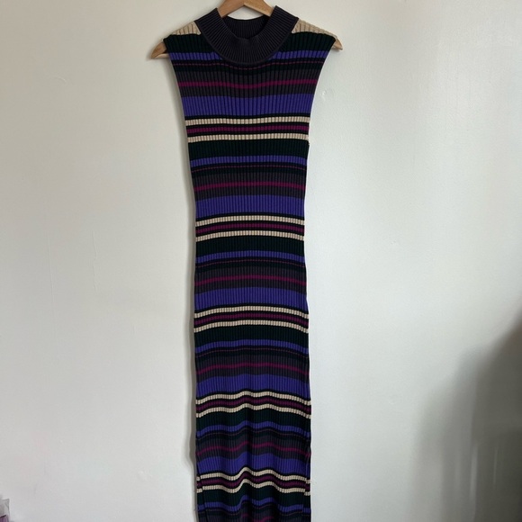 DOLAN Anne Gray & Purple Stripe Ribbed Sleeveless Midi Dress - Picture 2 of 5